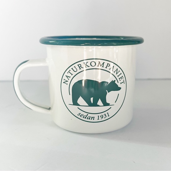 NATURKOMPANIET Enamel Camping Bear Coffee Cup Set of 2 Swedish Outdoor - Picture 2 of 5